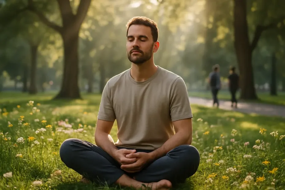mindfulness response monitoring journal beside a meditation cushion and timer