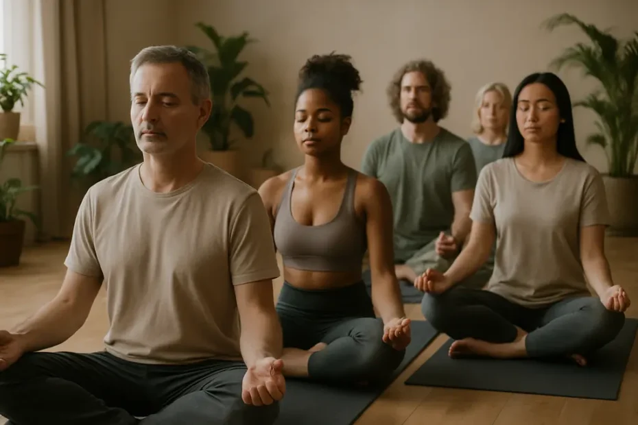 Personalized Meditation Practice with a notebook, cushion, and calm indoor light