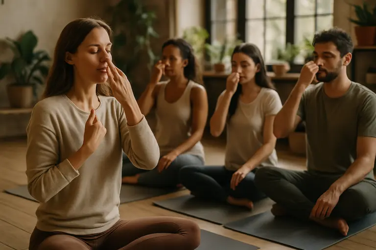 Small group sitting in chairs during a community mindfulness session