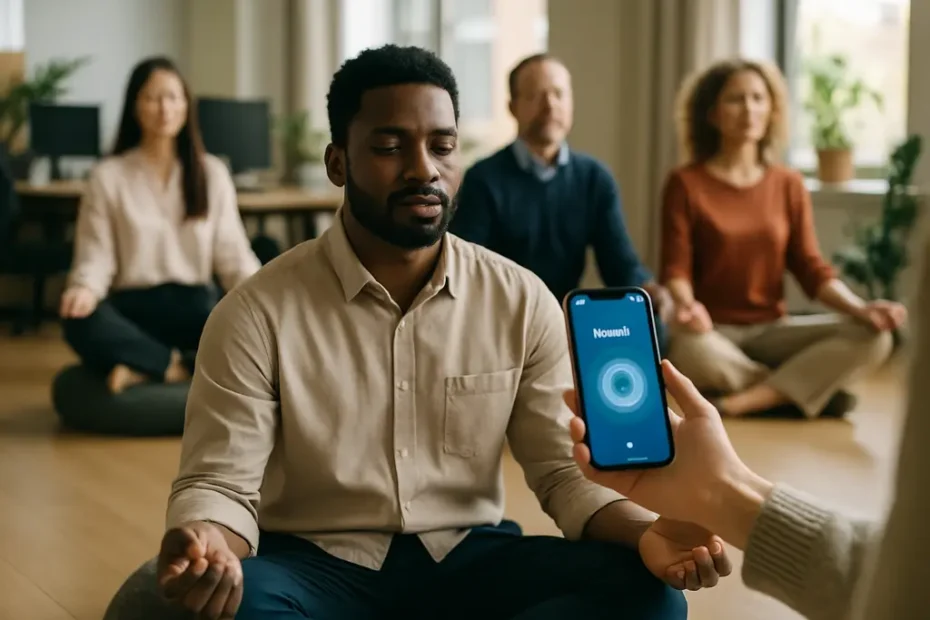digital mindfulness programs used during a quiet workplace meditation break