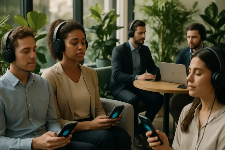 Employee using Digital Mindfulness Programs during a quiet work break