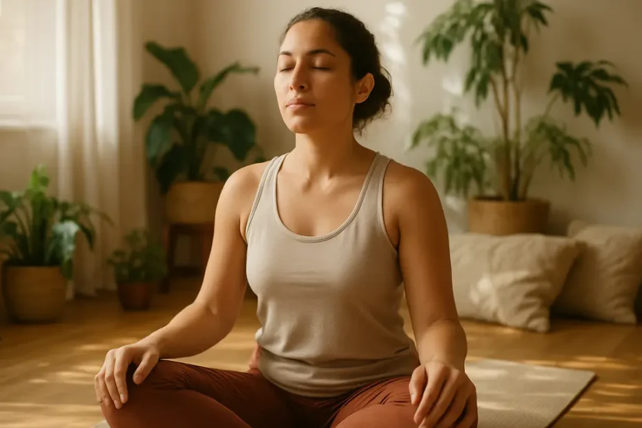Person practicing Just-in-Time Breathing while seated in a quiet room